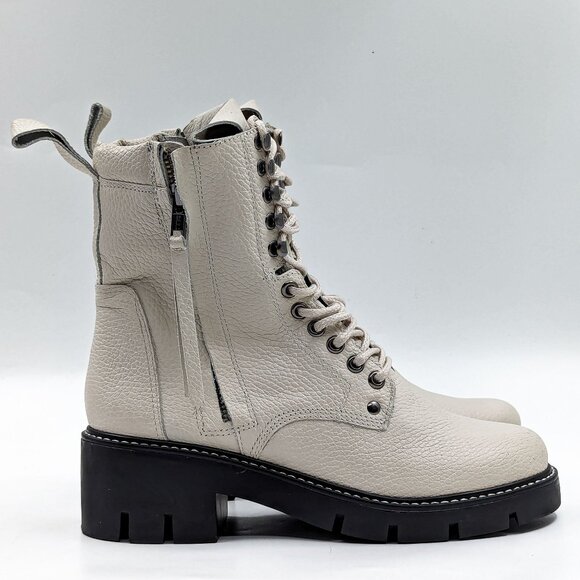 Golo Women Peace War Tapioca Leather Lace-up Zip Combat boots size 7.5 - Picture 9 of 11